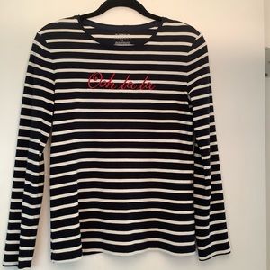 Talbots French stripe long sleeve tee Sz M